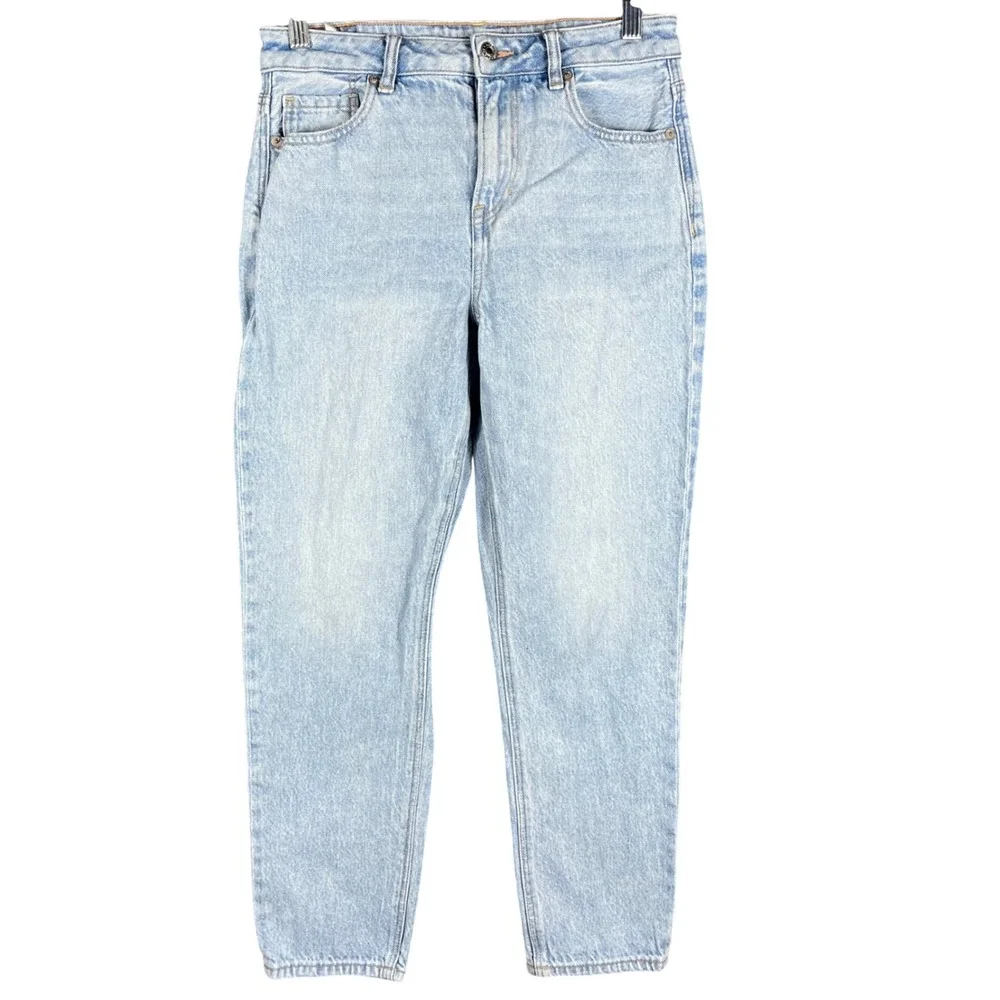 American Eagle‎ Mom Jeans Womens 4 Light Wash Blue Strigid High Rise Tapered Leg